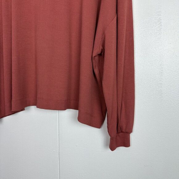 Lou & Grey Womens Small Red Orange Ribbed Long Sleeve Pullover NWT Size LP - Picture 4 of 6